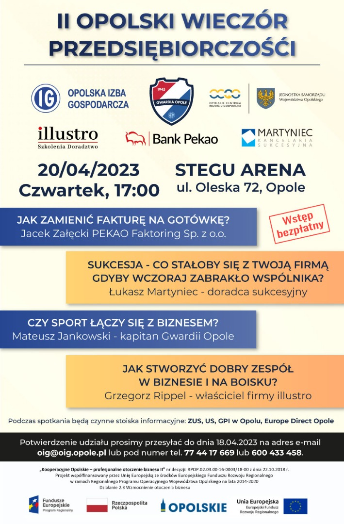 Rozpoczęła się rezerwacja na II Opolski Wieczór Przedsiębiorczości